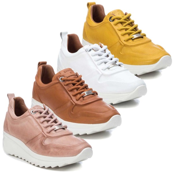 Leder Sneaker nude, braun, weiß, gelb, Carmela 67143