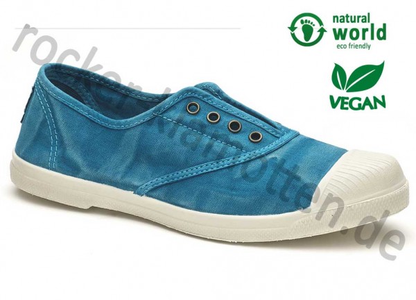 Vegane Sneaker 102E von Natural World aus Spanien Farbe türkis (caribbean)