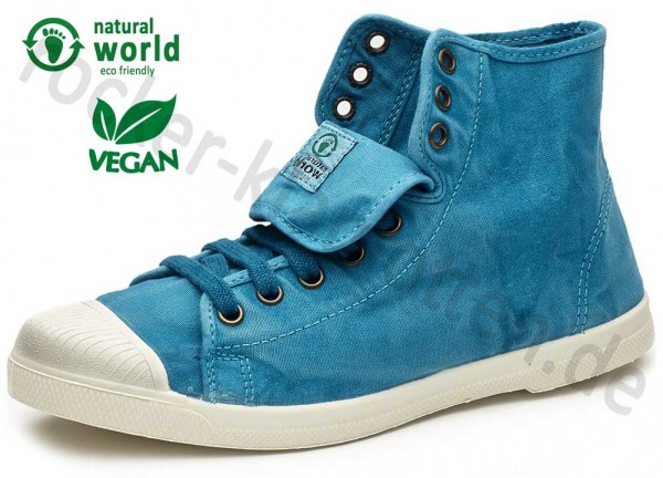 Vegane High Top Sneaker 107E von Natural World aus Spanien Farbe türkis (caribbean)