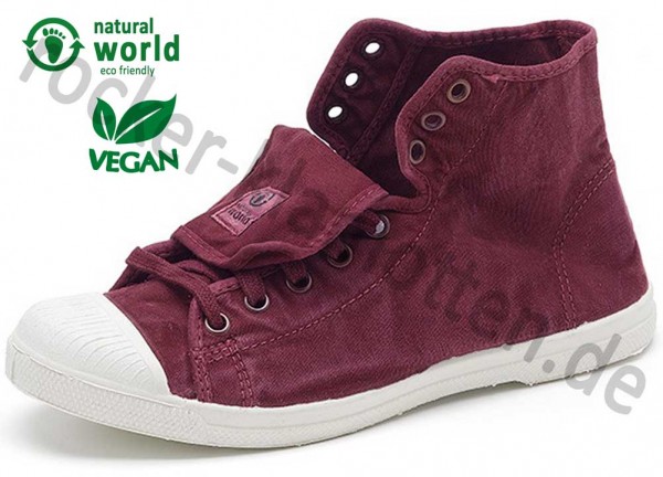 Vegane High Top Sneaker 107E von Natural World aus Spanien Farbe burgund (burdeos)