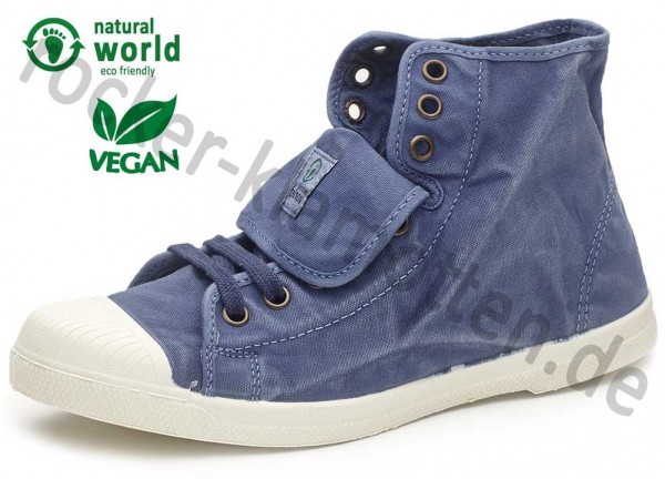 Vegane High Top Sneaker 107E von Natural World aus Spanien Farbe blau (mar)