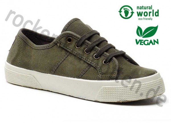 Vegane Sneaker von Natural World aus Spanien Farbe kaki
