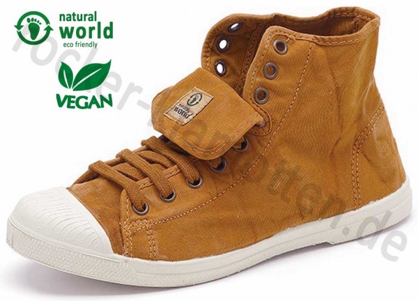 Vegane High Top Sneaker 107E von Natural World aus Spanien Farbe zimt (cuero)