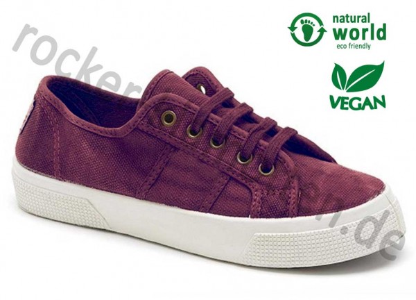 Vegane Sneaker von Natural World aus Spanien Farbe burdeos