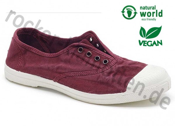 Vegane Sneaker 102E von Natural World aus Spanien Farbe burgund (burdeos)